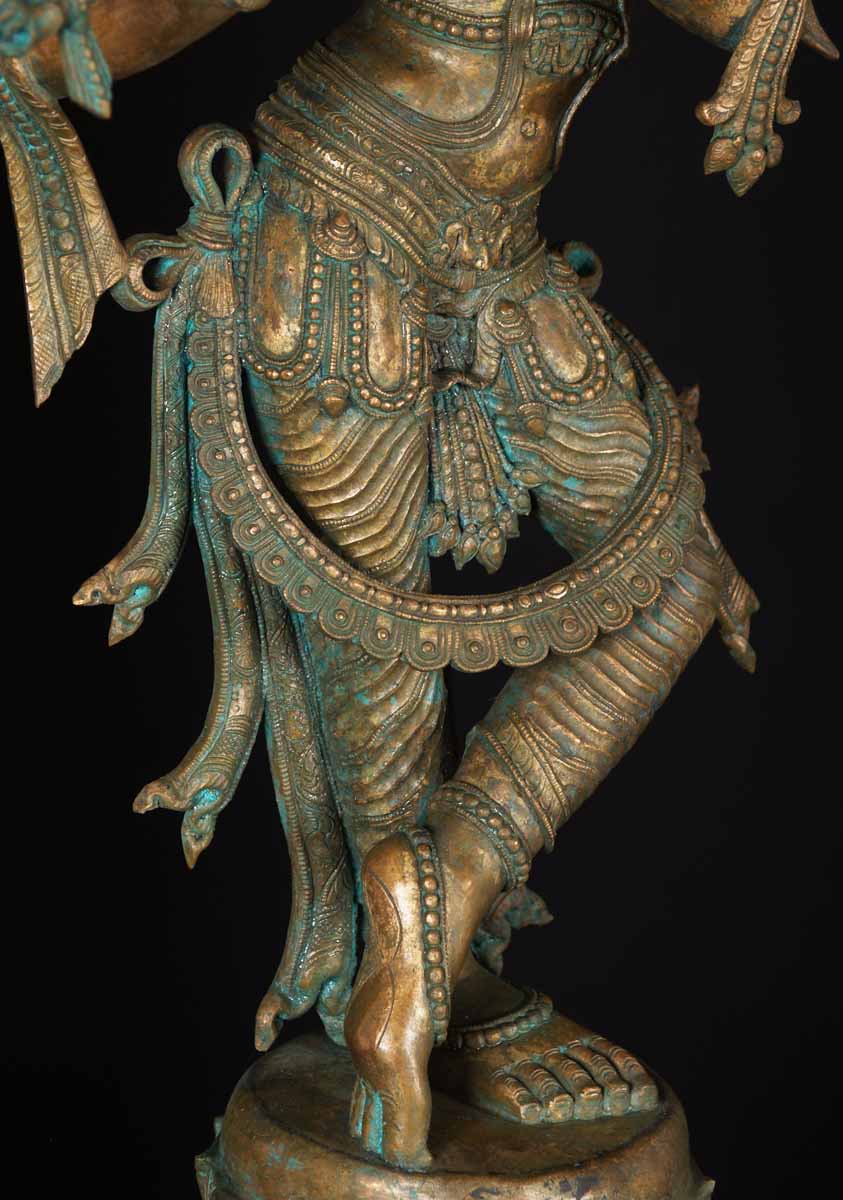 Bronze Halebidu Style Krishna Statue 37"